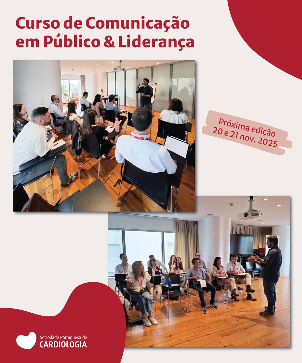 📍 SPC Porto | 📅 5 e 6 de junho
 
🎤 Curso de Comunicação em Público &amp; Liderança – SPC

Está a decorrer mais uma edição do Curso de Comunicação em Público &amp; Liderança, uma iniciativa formativa da Sociedade Portuguesa de Cardiologia dedicada a desenvolver competências essenciais