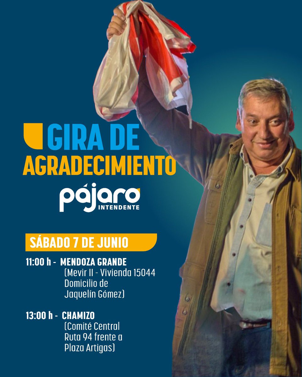 En la vida hay que ser agradecidos. Nosotros y también. 
- Gira de Agradecimiento 
<a href="/PajaroEnciso/">Carlos Enciso Christiansen</a> 🕊 arrimate!