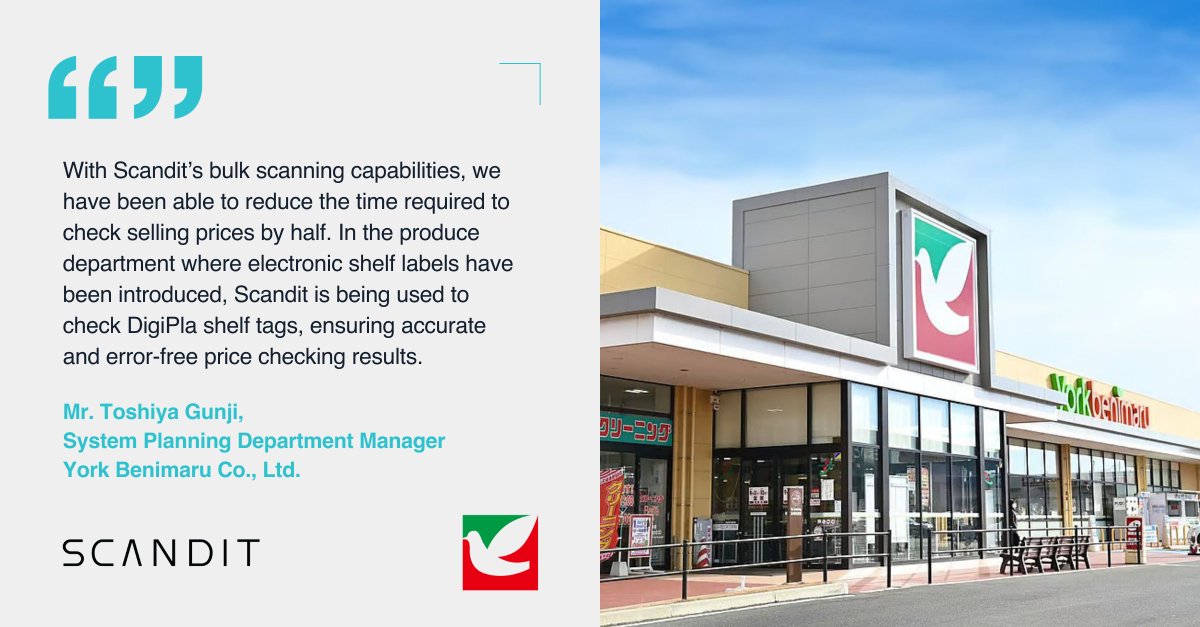 Scandit's tweet image. ⚡ York Benimaru, a Japanese supermarket chain, has deployed Scandit Smart Data Capture into two employee apps to speed up store operations processes and improve accuracy.
Results speak for themselves 👉 okt.to/mPny1U