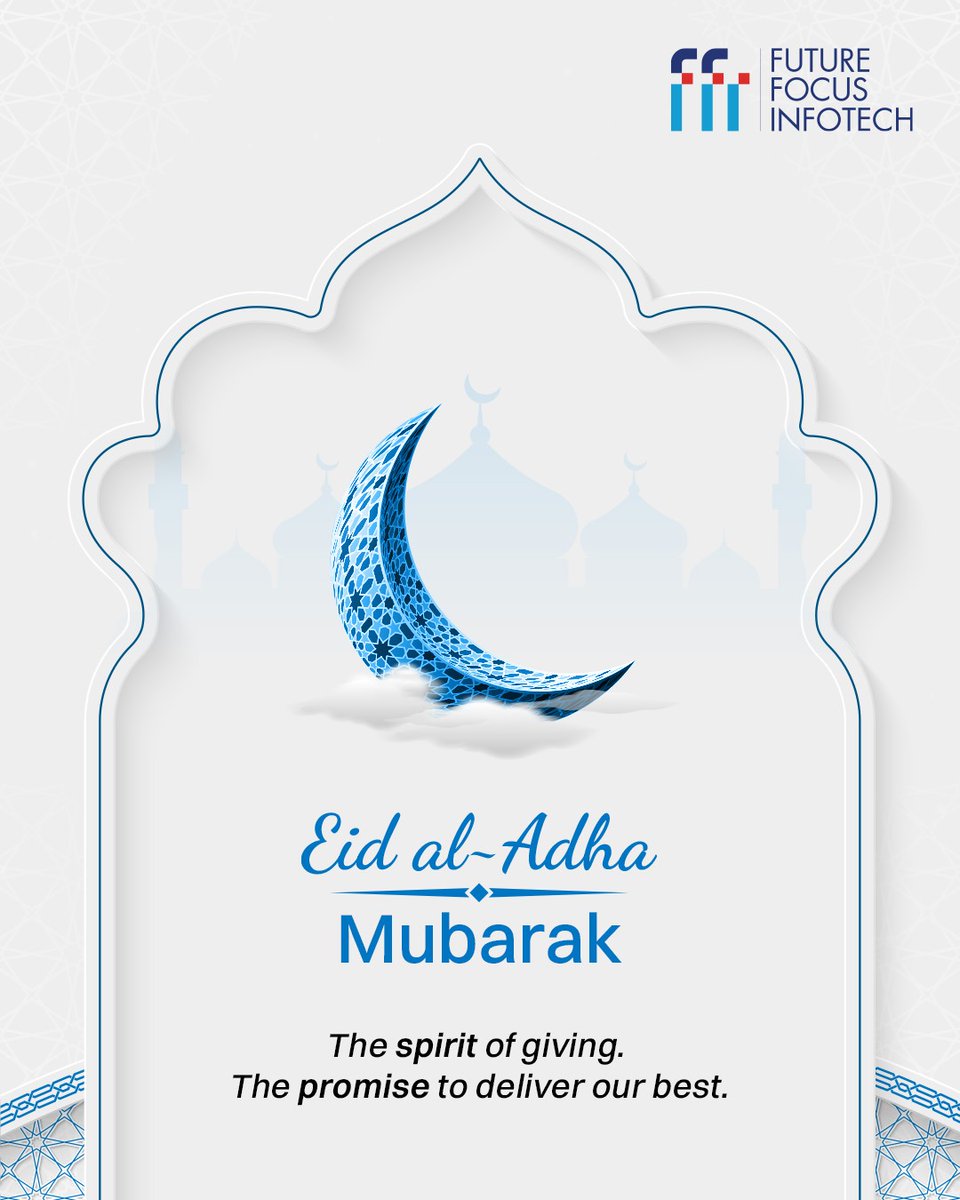 FocusInfotech's tweet photo. At Future Focus Infotech, we honour the spirit of Eid by giving our best every day, in every partnership. Wishing you a blessed Eid al-Adha Mubarak.
#EidAlAdha #EidMubarak #FutureFocusInfotech #CelebratingPartnerships #GratitudeAndGrowth #TogetherWeBuild #FromNowToNext https://t.co/O3WTfVSUj8