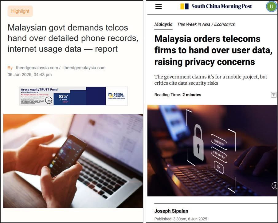 NaratifRakyat's tweet photo. Tak cukup dengan perah Petronas sampai kering, kini Madani masuk fasa baru: perah data peribadi Rakyat secara senyap.

Pada April 2025, MCMC sudah hantar surat kepada semua syarikat telco - arah serah maklumat penuh data pengguna untuk 3 bulan pertama 2025 kononnya utk projek… https://t.co/bGEBq2YkZj