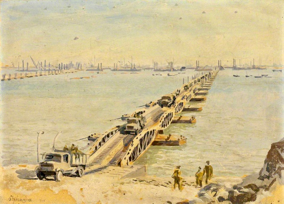 VGrainger's tweet photo. “We must awake endeavour for defence;
For courage mounteth with occasion” #KingJohn
#Shakespeare for #DDay81🕯🕊
🎨Mulberry Harbour #Arromanches
by #StephenBone 1944 painted in the weeks after #DDay |&📷👇🏻Robert Sargent’s iconic photo at Omaha Beach🌺🙏🏻 https://t.co/scOkmv6c4Y