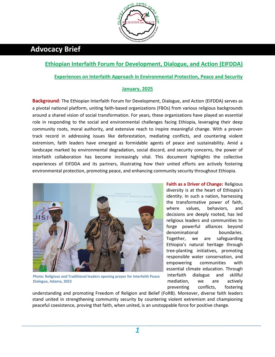 EifddaForyou's tweet image. New Release! Our advocacy brief details EIFDDA's experiences using interfaith approaches for environmental protection, peace, and security in Ethiopia. Essential reading for policymakers, partners, and those passionate about sustainable change.
drive.google.com/file/d/10qq7QQ…