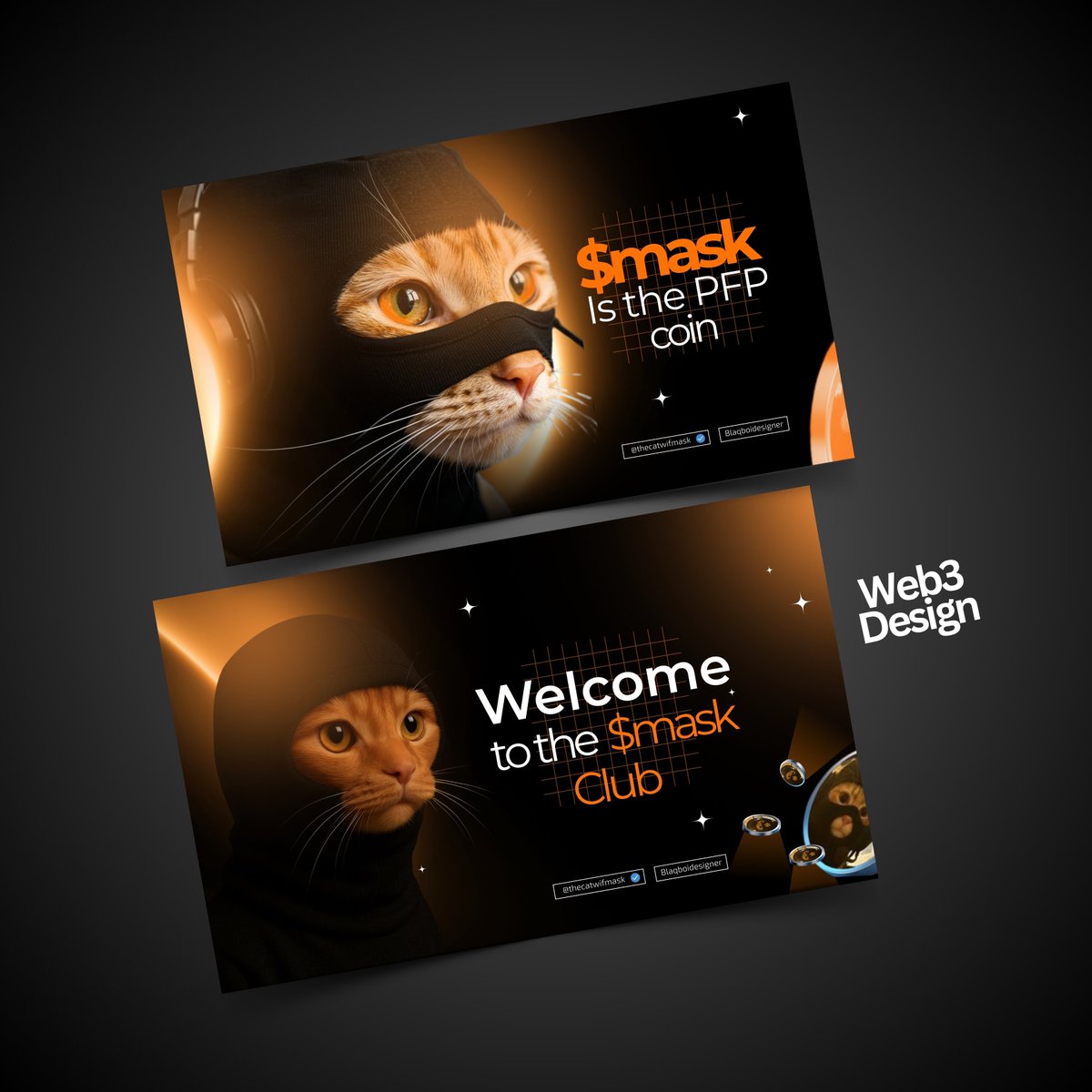 BlaqboiDesigner's tweet photo. I had to mask up to make these designs for @thecatwifmask
This was designed using @canva and it took me about 2hrs+ from conceptualization to finish.
What do y’all think about these designs?
#web3 #Web3design
#Designforgecommunity https://t.co/nyDdY2YvRc