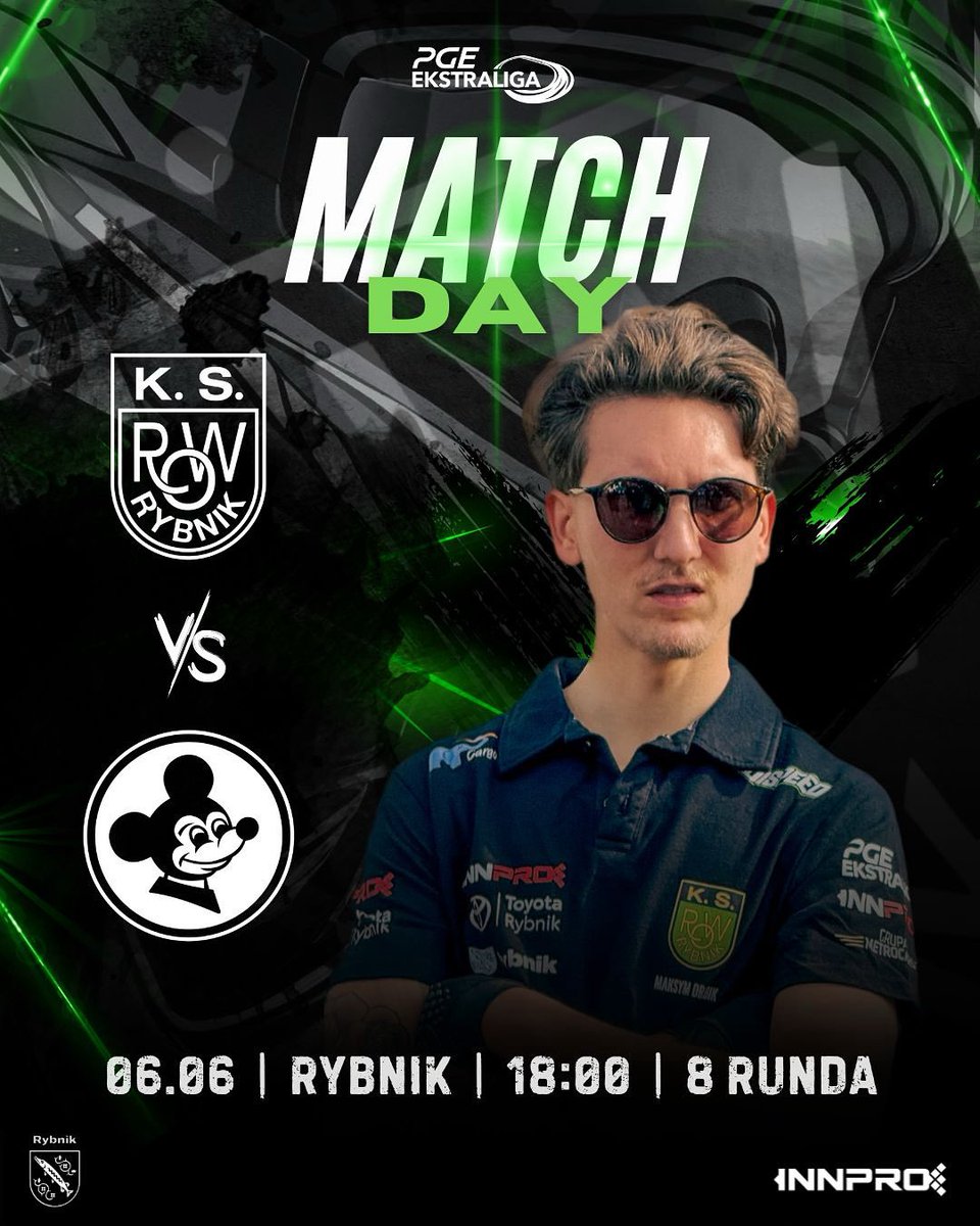 MATCHDAY🔥 8. runda PGE Ekstraligi 🏁

INNPRO ROW Rybnik 🆚 Stelmet Falubaz Zielona Góra
📍 Rybnik, Stadion przy G72
🕕 Start: 18:00

Widzimy się na stadionie! 💚🖤

🟢⚫️ #ROWRybnik #YNOROW #INNPRO #WpadnijDoROWu #PGEEKstraliga #speedway