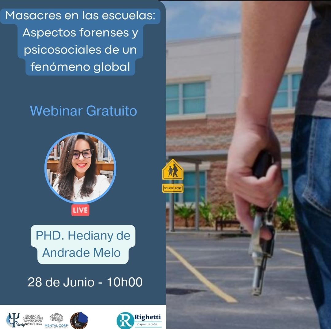 🔰WEBINAR GRATUITO: 
MASACRES EN LAS ESCUELAS: ASPECTOS FORENSES Y PSICOSOCIALES DE UN FENOMENO GLOBAL
📅: 28-06-2025
🔰 Info: Por interno
✳️ Inscripción: 
forms.gle/2fyDAaZRSmrAHS…
#psicologiaforense #forensicpsychology #psicologia #forense #mentalcorpec #psychology #forensic