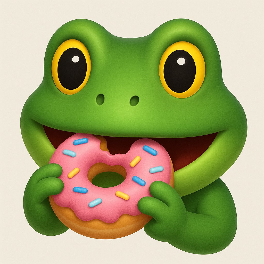 Raspberry glaze. Too much sugar.
Now he’s sweet… and sticky. 🐸 🍩 🍓

Beats catching flies!🪰

#NationalDonutDay #EmojiFi