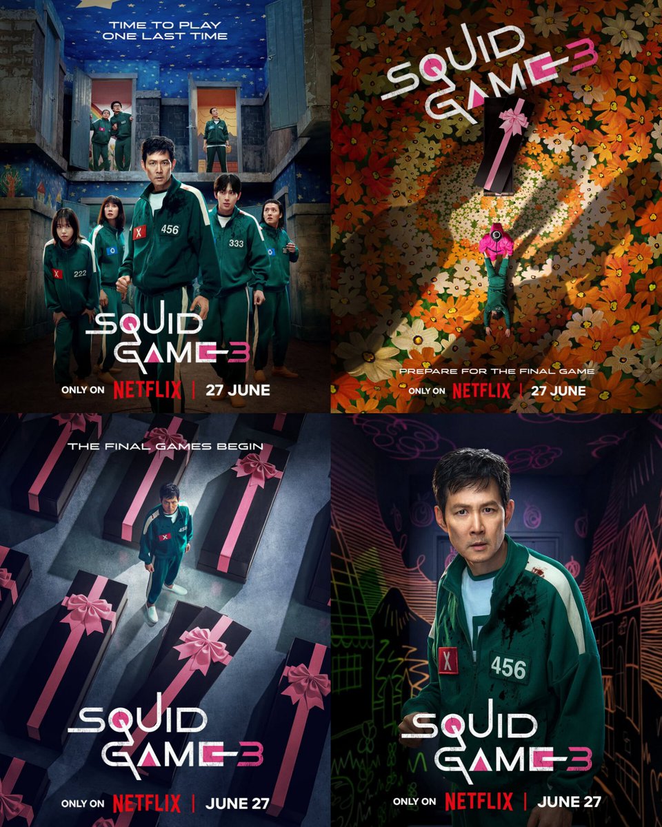 AllCinemaVerse's tweet photo. Netflix Series #SquidGame S3 Streaming From 27th June On #Netflix.
Starring: #LeeJungJae, #LeeByungHun, #YimSiWan, #KangHaNeul, #WiHaJun, #ParkGyuYoung, #ParkSungHoon, #LeeJinUk, #YangDongGeun & More.
Created By #HwangDongHyuk.
#SquidGameOnNetflix #SquidGameSeason3 #PrimeVerse https://t.co/u9sEyFye20