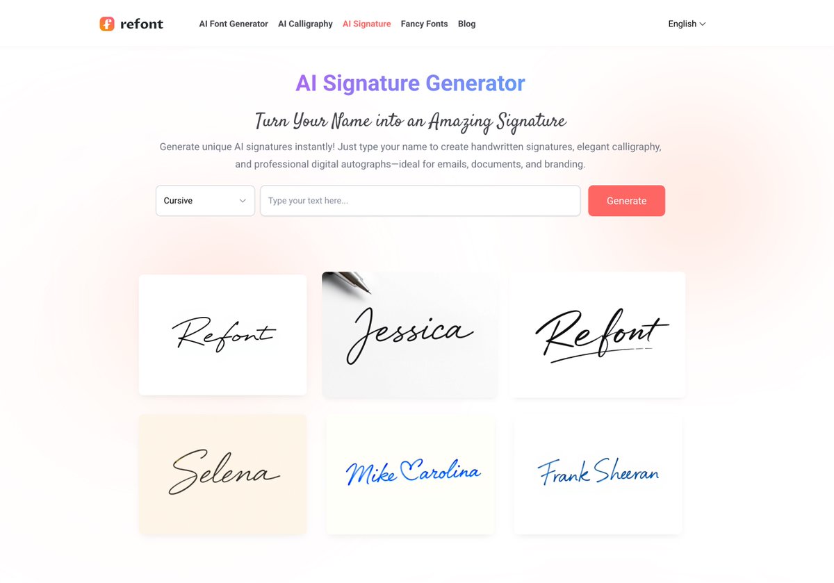 freedobbya's tweet photo. Here's an interesting AI tool to share. https://t.co/ad3pTTq9gk
Perfect for email footers, branding, or just for fun.
✨ Type your name, pick a handwriting style, and get your personalized digital signature
#SignatureGenerator #Refont #Calligraphy #AItools https://t.co/uuBScaQ5fl