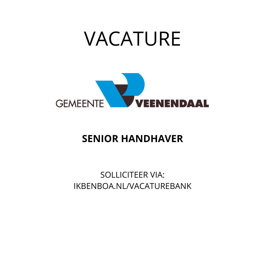 VACATURE:
Gemeente Veenendaal is op zoek naar:
SENIOR HANDHAVER

Nieuwsgierig of direct solliciteren?  
Kijk op onze BOA Vacaturebank:
ikbenboa.nl/vacature/gemee…

#boa #handhaving #veenendaal #vacature