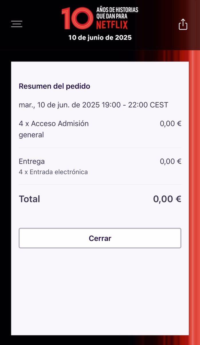 jonhcitog's tweet photo. @NetflixES @EventbriteES he estado los 20 minutos con mis 4 entradas reservadas y no ha habido forma de que funcionase la página 🥹🥹🥹 No me puedo creer que me haya quedado sin ellas !! Ayudadme please !!! 🙏🏼🙏🏼🙏🏼 He grabado todo el proceso 🥹🥹🥹 https://t.co/FDzrjSoj6p