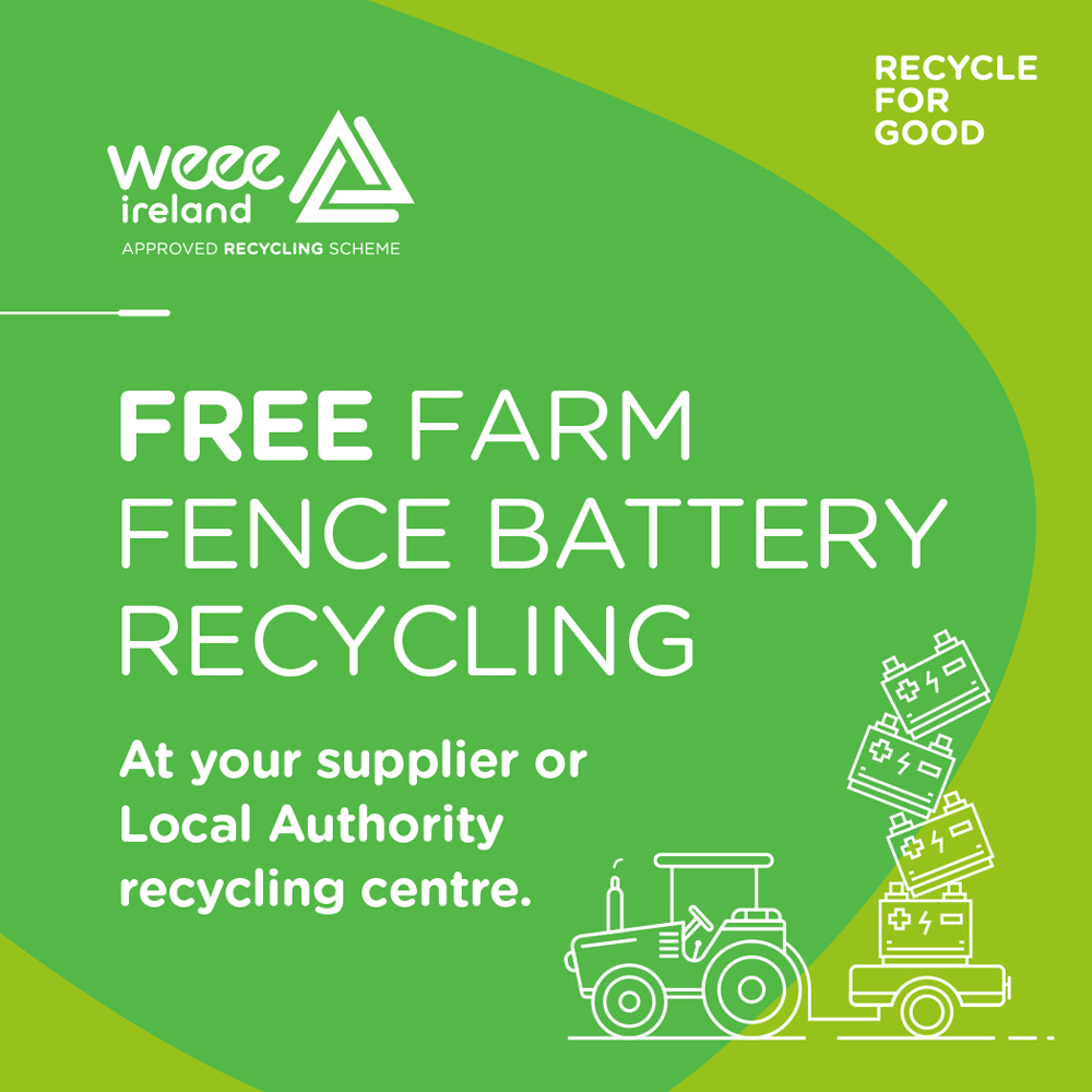 WEEE Ireland (@weeeireland) on Twitter photo WEEE Ireland are reminding the Agri sector to recycle all your batteries, in particular Farm Fence batteries!🔋
View locations here:  weeeireland.pulse.ly/tnesgyelf5 WEEE Ireland are reminding the Agri sector to recycle all your batteries, in particular Farm Fence batteries!🔋
View locations here:  weeeireland.pulse.ly/tnesgyelf5