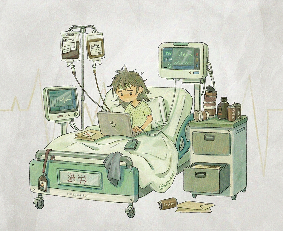 Overworked 😢 #illust 
(stressed &amp; caffeinated