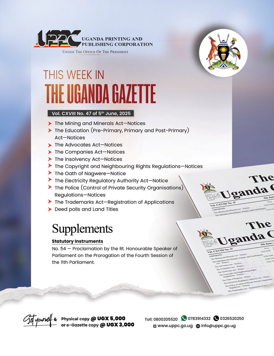 UgandaGazette's tweet image. #UgandaGazette