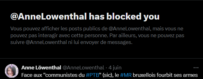 Claudio_Norent's tweet photo. Nous devrions tous avoir un tableau de chasse #HasBlockedYou.

Le mien est petit mais je n'ai pas tout mémorisé.  Et j'ai commencé tard aussi. https://t.co/Nu8NIN7vXc