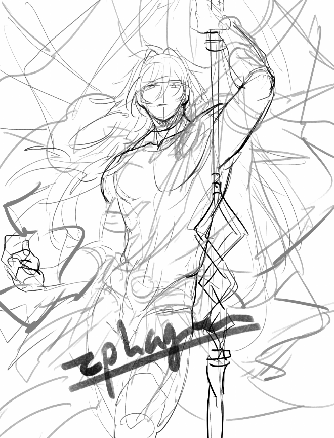 長髪殿下描きたい のラフ 