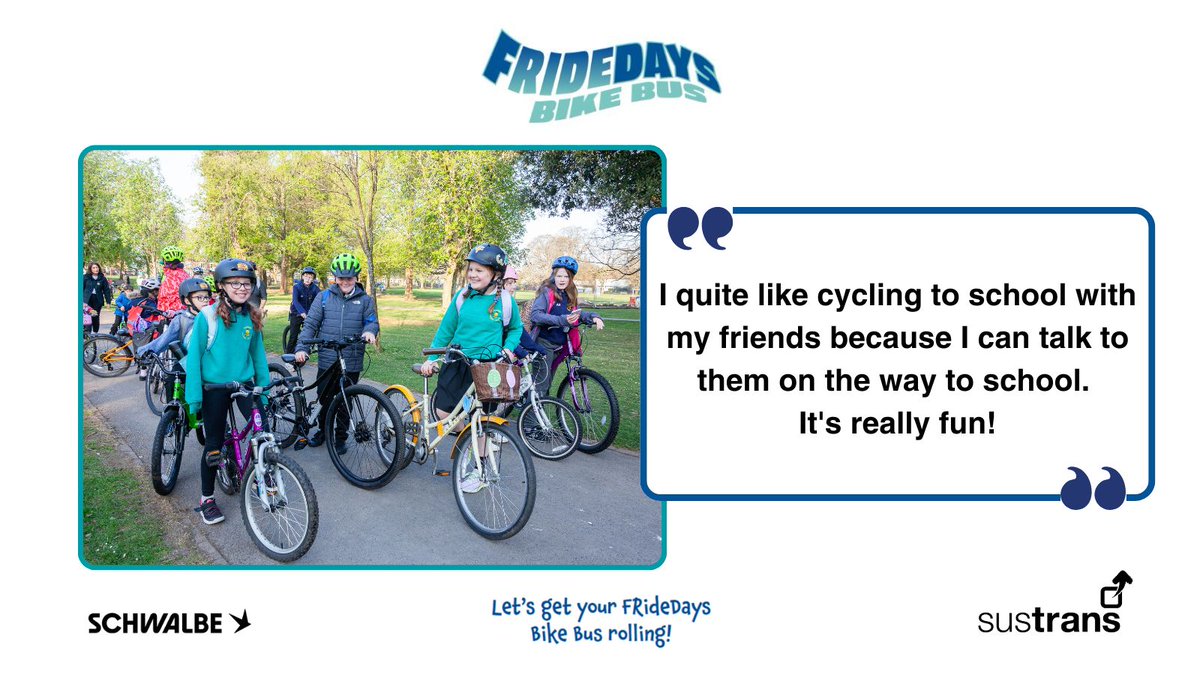 fridedaysbb's tweet image. 🚲 A Bike Bus is a fun, social, and active way to travel to school with friends and family! 🎉 Want to get a #BikeBus started? Download our FREE #BikeBus toolkit or reach out for bespoke support! 👉  buff.ly/3P74WDo #FridayWeCycle @schwalbeUK @sustrans