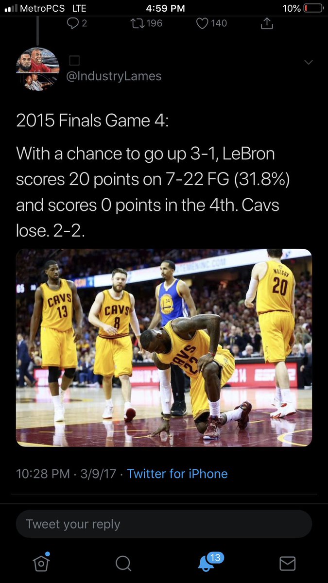 destrphforless's tweet image. Its always “2015 Bron never had help” but they never show his stinkers that series to the point that “Timofey Mozgov” had to carry him😭