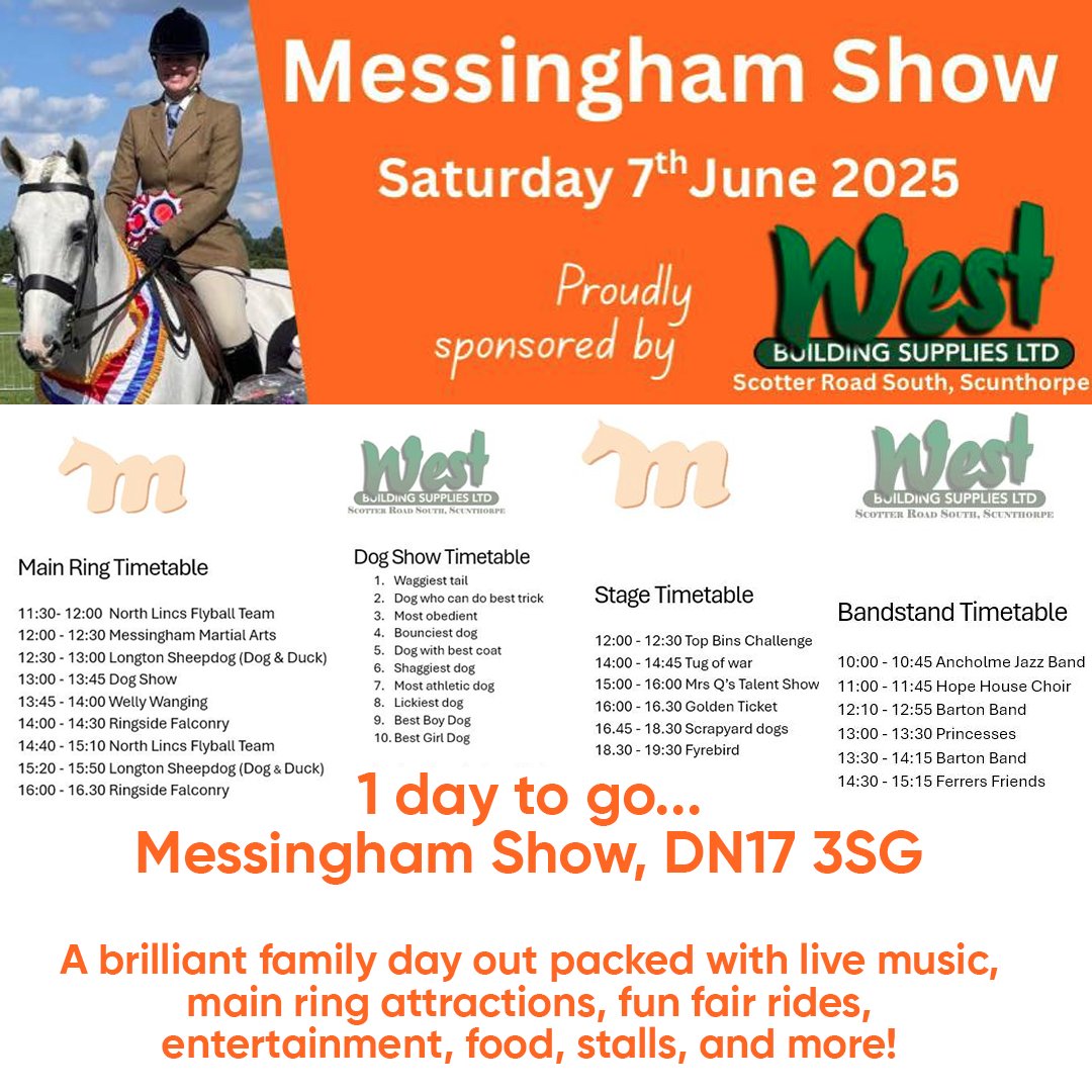 We are proud to be sponsoring Messingham Show this weekend, which is a great family day out if you're still looking for something to do tomorrow. Lots of shows, stalls and entertainment for all ages.