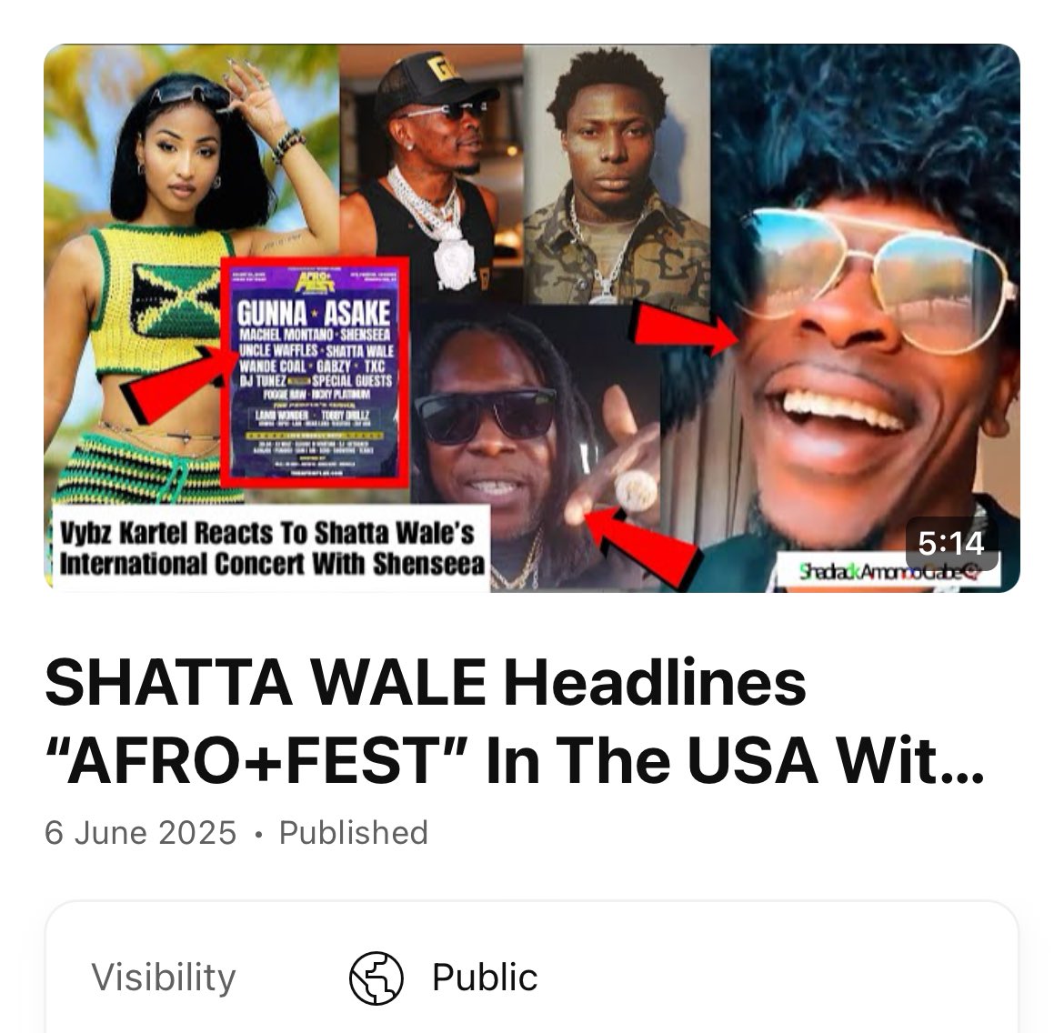 BIG MOVES!!! 🌎
African Dancehall King, Shatta Wale Will Be Headlining International Major Concert Alongside Shenseea, Asake, Wande Coal And More Stars At this Year’s “AFRO+FEST” At the Washington DC (USA)🇺🇸 
Jamaican Dancehall Icon Vybz Kartel Reacts Seeing Shatta Wale On this
