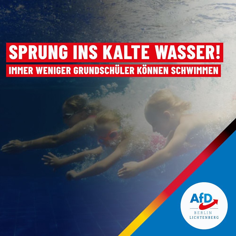 🔹 Lichtenberg, Berlin, Deutschland - Immer weniger #Grundschüler können schwimmen – ein strukturelles Versagen! 🔹

Die Zahl der #Kinder, die am Ende der #Grundschule nicht schwimmen können, steigt seit Jahren. Laut #DLRG gilt rund die Hälfte der Zehnjährigen in Deutschland als