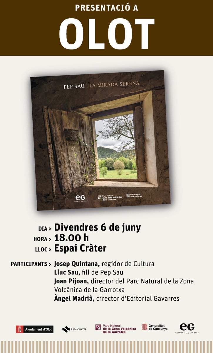 📍 La mirada serena d'en Pep Sau va excel·lir enquadrant paisatges i vides. I d'aquest vincle ferm i arrelat n'ha nascut 'Pep Sau. La mirada serena', llibre coeditat pel Parc Natural de la Zona Volcànica de la Garrotxa i <a href="/grupgavarres/">Grup Gavarres</a>. El presentem avui a l'<a href="/espai_crater/">Espai Cràter</a> d'Olot.