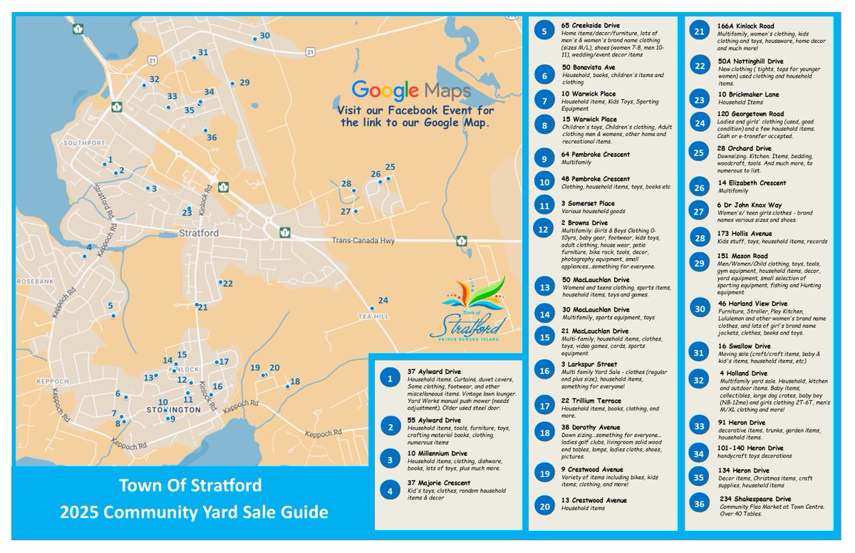 Are you ready for tomorrow's Annual Yard Sales? We can't wait to see what treasures are out there! Don't forget about the book sale in support of the Stratford Public Library as well! 

#StratfordPEI