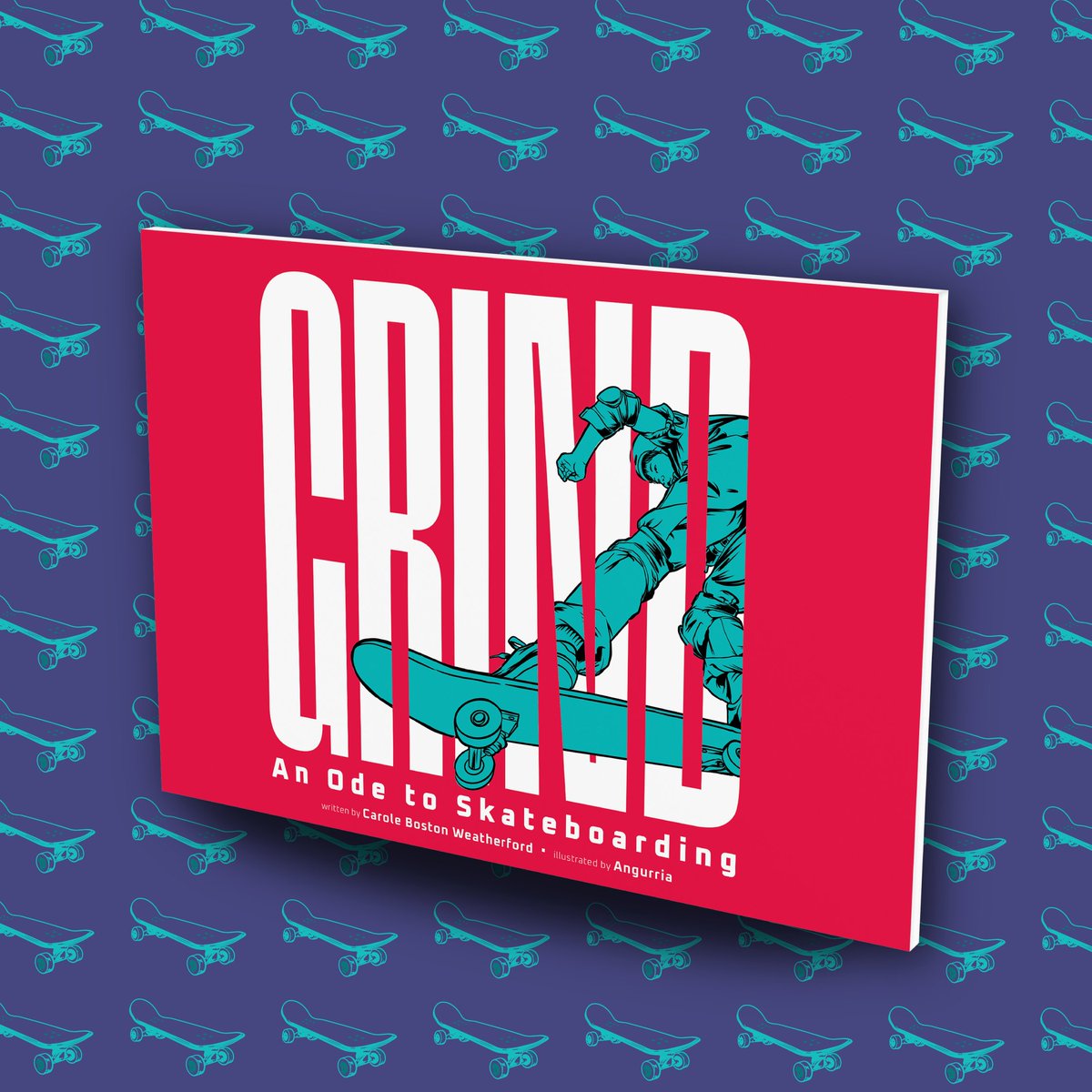 Cover Reveal! 🎉 'Grind: An Ode to Skateboarding' by Carole Boston Weatherford &amp; Néstor Omar García López. This rhythmic ode to skateboarding shown through graphic art beckons readers to hop on, cause you're sure to be Olympics bound! Out 9/23

Preorder→ hubs.ly/Q03pzCQz0