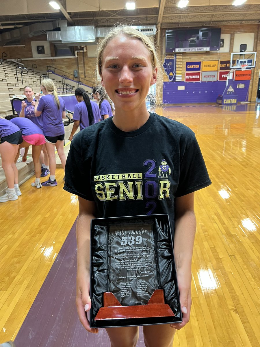 CantonActivity's tweet image. A big congratulations to Ella Demler on breaking her own single season assist record AND for setting the NEW CAREER ASSISTS RECORD for @CantonLilGiants. We are so very proud of you! We will miss seeing you play the game in purple and gold. #LittleGiants