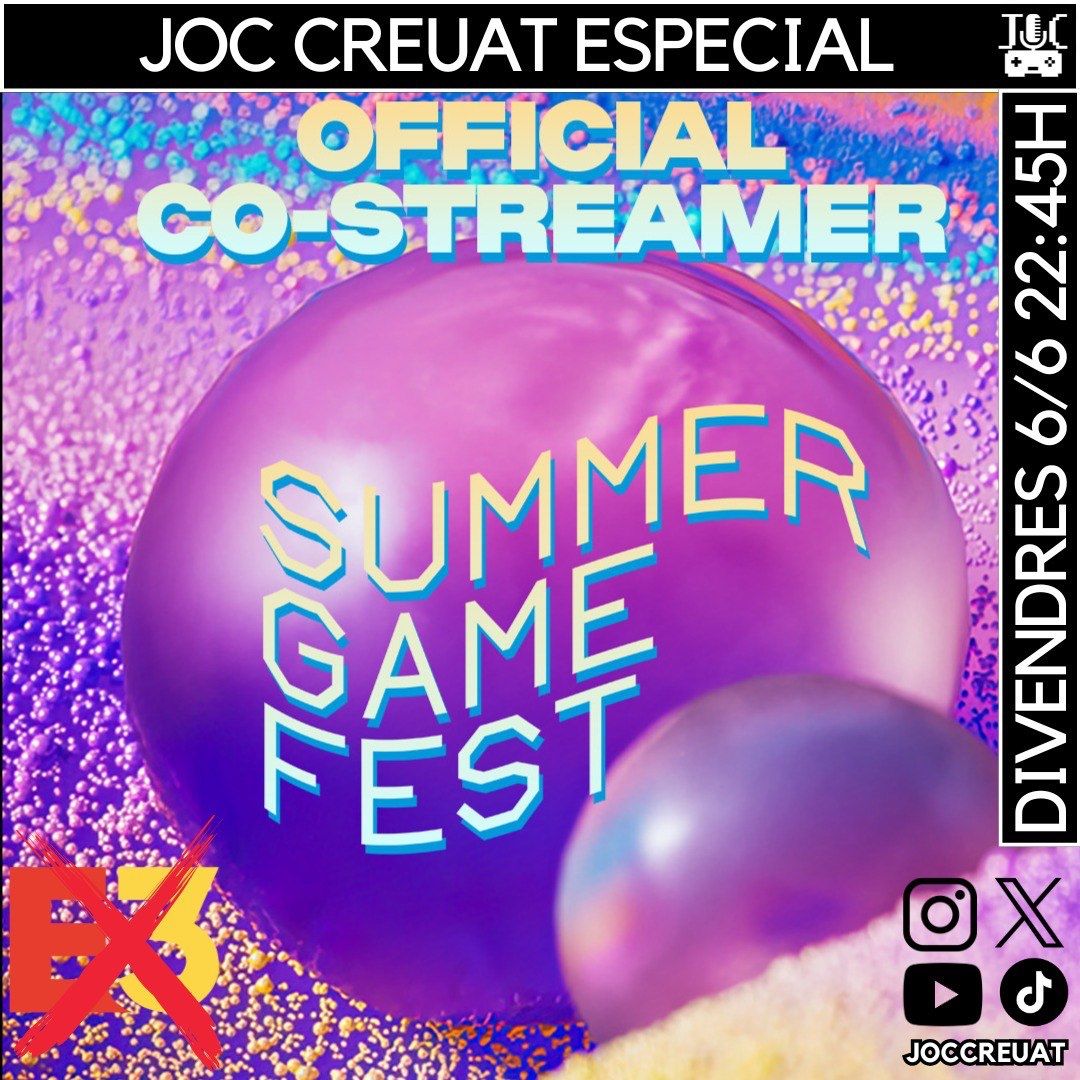 🎮 Avui és la gran nit! Torna el Summer Game Fest i el comentem en directe com cada any!

⏰A les 22:45 ens trobareu a YouTube i a twitch.tv/joccreuat 📺✨

Esteu preparats per alguna bomba inesperada? O confiem tots en els rumors? 💥👀