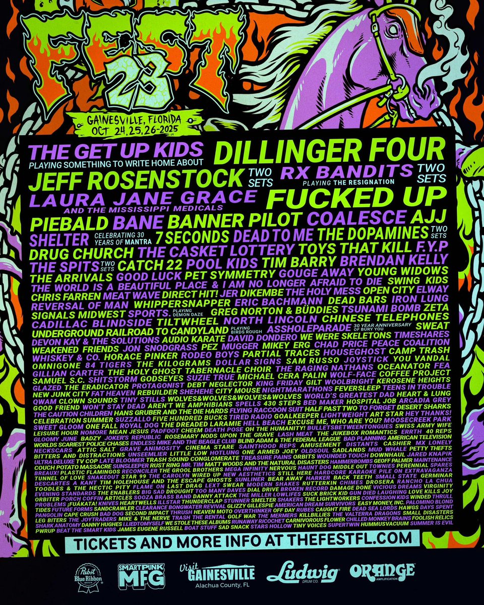 Pack a Gator 🐊🧟‍♂️🎃
We’re very excited to share we’re coming back to <a href="/thefestfl/">The Fest</a> this October 24th-26th 

🎟️ @ linktr.ee/badplanningmus…