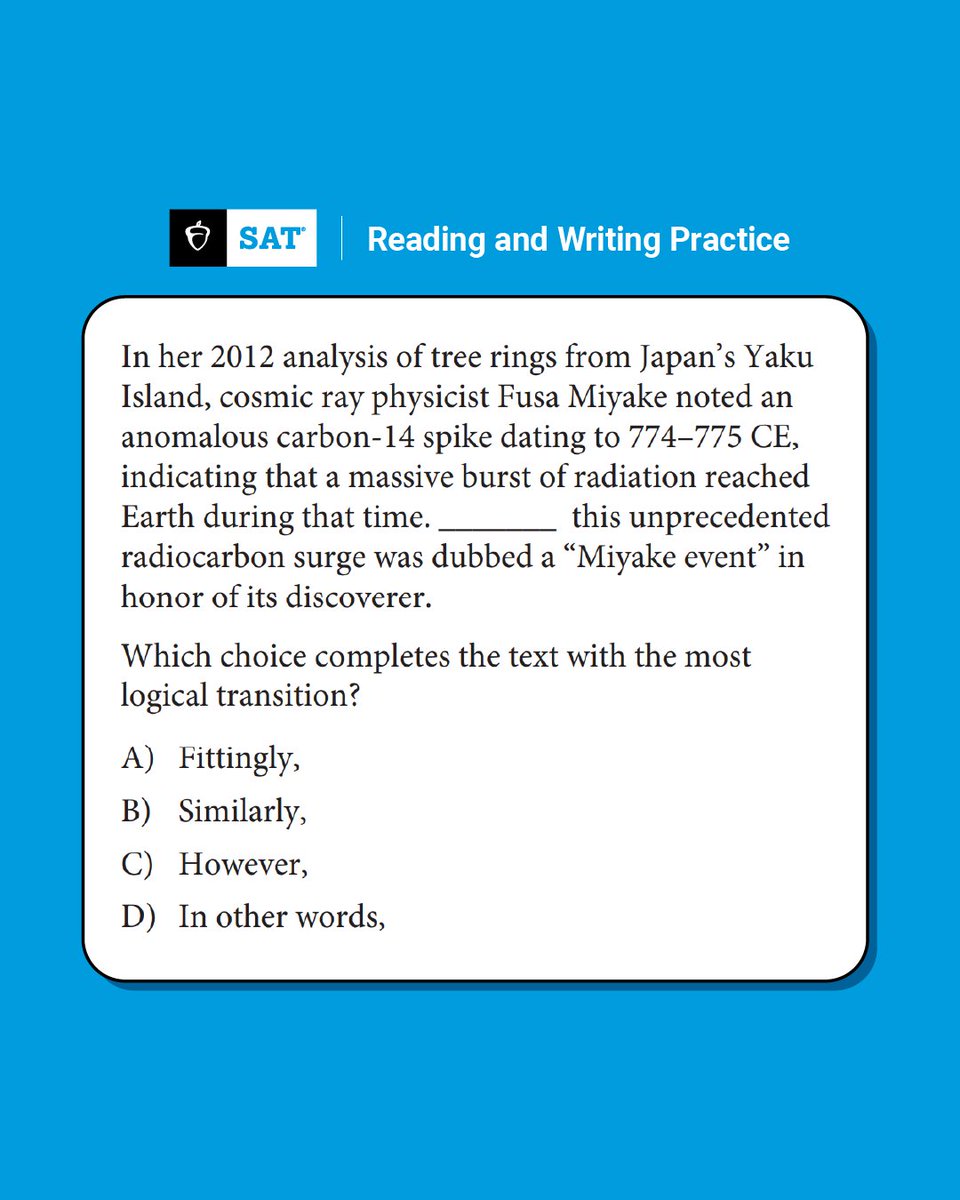 Reply with your answer to this #SATPractice question, and we'll post the right one later today!