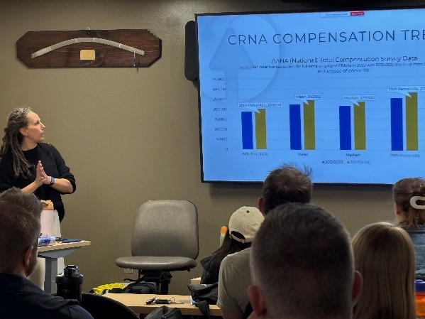 US Anesthesia Partners (@usap_updates) on Twitter photo Julie Demitros, Chief CRNA of USAP-Washington, recently spoke to <a href="/GonzagaU/">Gonzaga University</a> senior CRNA class about The Business of Anesthesia. Her talk offered key insights into the evolving landscape of the profession and what’s ahead for the next generation of CRNAs.
We’re proud to support Julie Demitros, Chief CRNA of USAP-Washington, recently spoke to <a href="/GonzagaU/">Gonzaga University</a> senior CRNA class about The Business of Anesthesia. Her talk offered key insights into the evolving landscape of the profession and what’s ahead for the next generation of CRNAs.
We’re proud to support