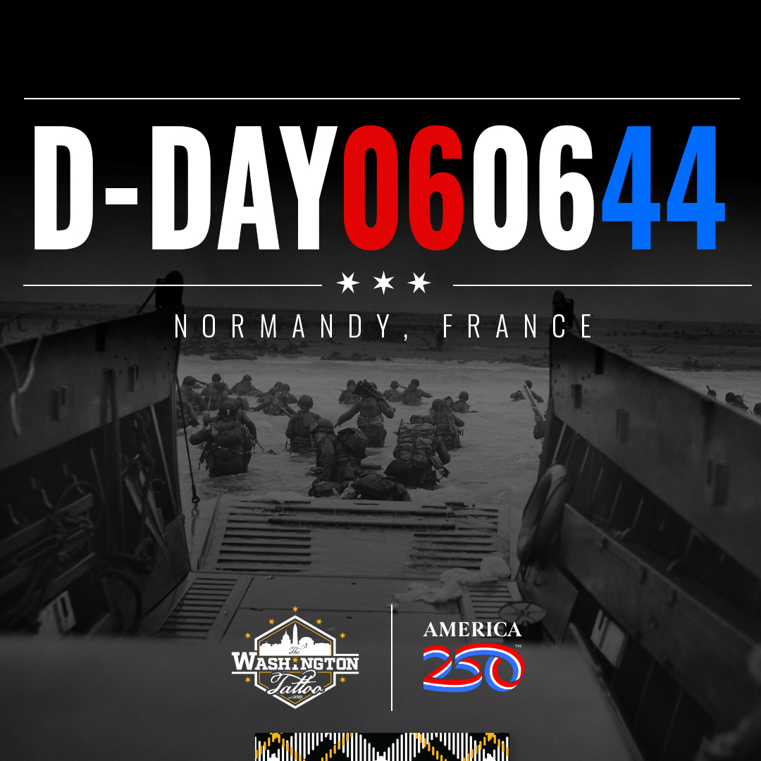 Today, The Washington Tattoo honors the heroes of D-Day—those who fought with unwavering courage to defend freedom 80 years ago.

Their legacy lives on in every note we play and every step we march. We remember. We honor. 

#DDay80 #America250 #TheWashingtonTattoo #NeverForget