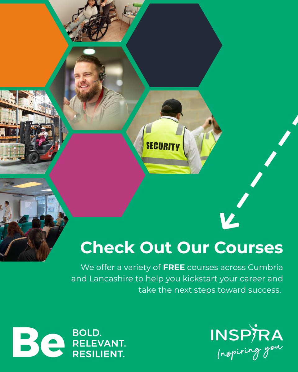 Looking to boost your skills?🚀 

We offer a range of FREE courses - from FLT
and security to customer service and more!

Spaces fill fast, so don’t miss out. Call us today on
0345 658 8647 to find out what’s on now!

#FreeCourses #JobReady #InspiraSupport
#SkillsForWork #Courses