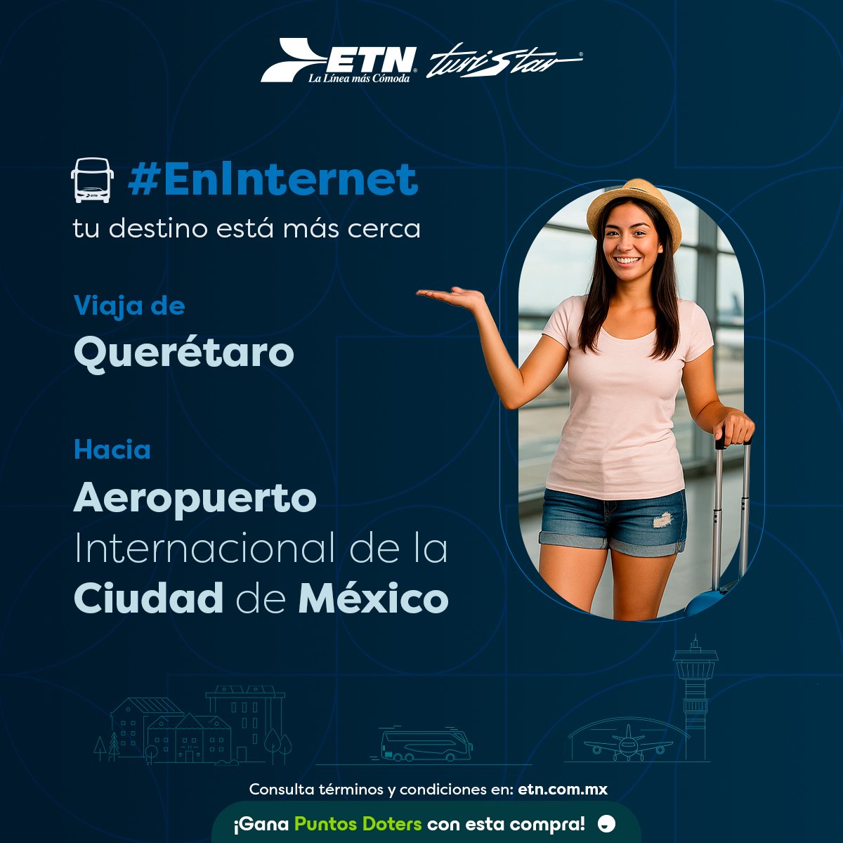 Conexión eficiente al Aeropuerto Internacional de la Ciudad de México con ETN Turistar. 🚌✈️ Desde Querétaro, compra #EnInternet y llega cómodo y sin complicaciones. 🚍💻

Consulta horarios y tarifas en hubs.ly/Q03qWLWN0 o en tu app ETN.📲