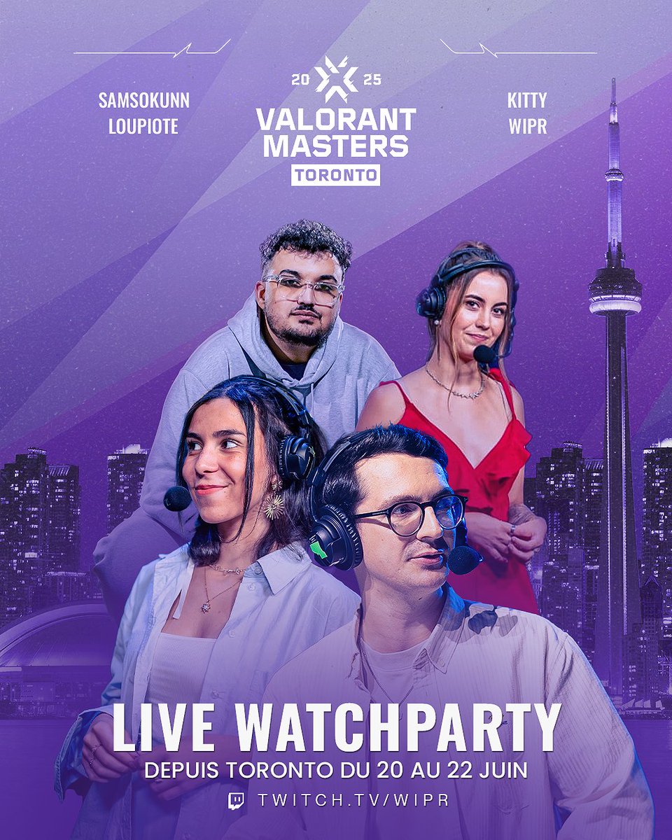 J'ai la chance d'être invité par Riot Games directement à Toronto pour watchparty les phases finales des #VALORANTMasters 

On y retrouvera <a href="/louhngle/">ZER Lou</a> sur place et j'emmène dans ma valise <a href="/KittyyR6/">Kitty</a> et <a href="/Samsokuun/">ZER Samso</a> qui m'accompagneront sur la watchparty sur place

J'AI TROP HÂTE