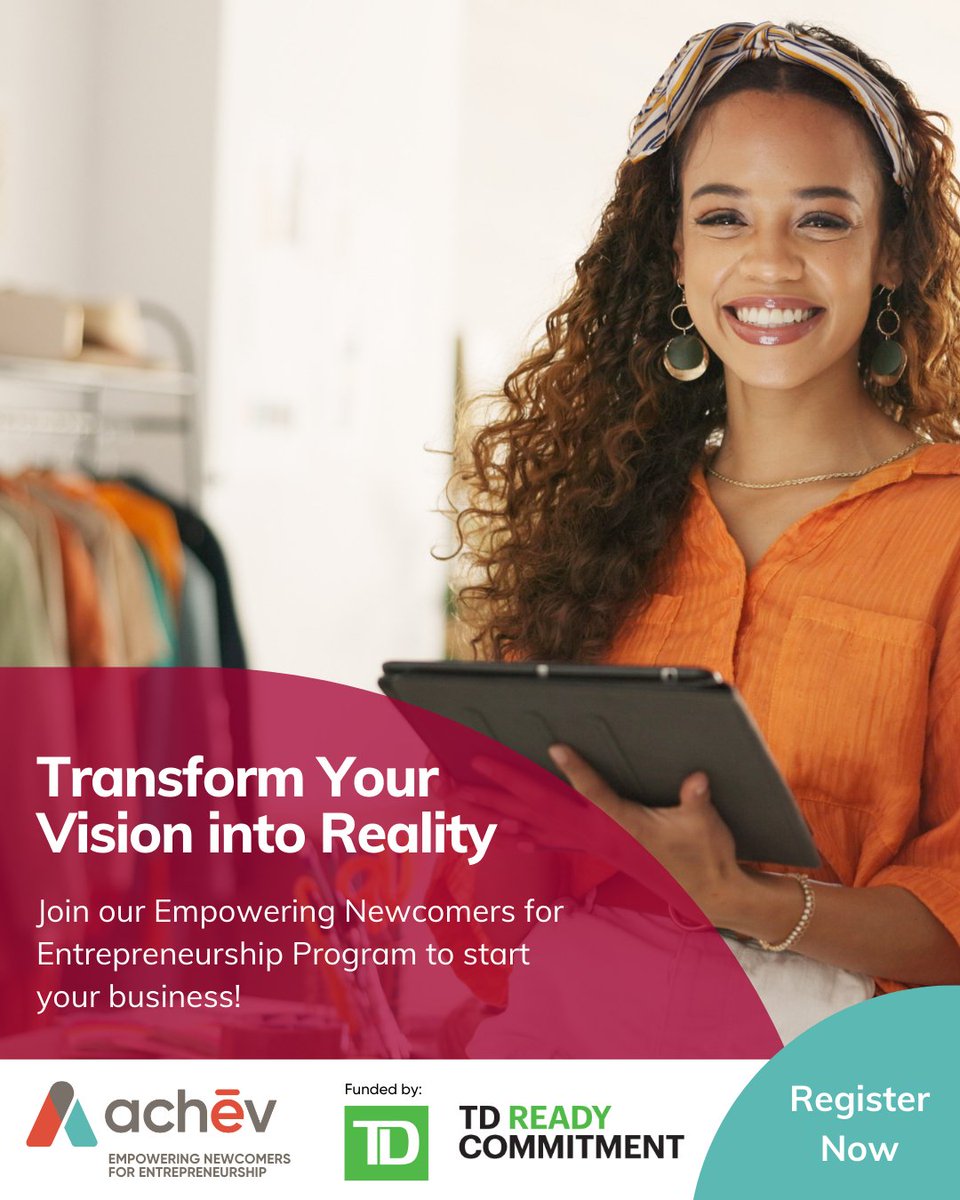 Are you a newcomer aspiring to start your own business in Canada? 
Join Achēv’s Empowering Newcomers for Entrepreneurship, a TD-funded program supporting newcomers to build sustainable businesses in Canada. Register Now: bit.ly/4ct8UOF  

#entrpreneurship #entrepreneur