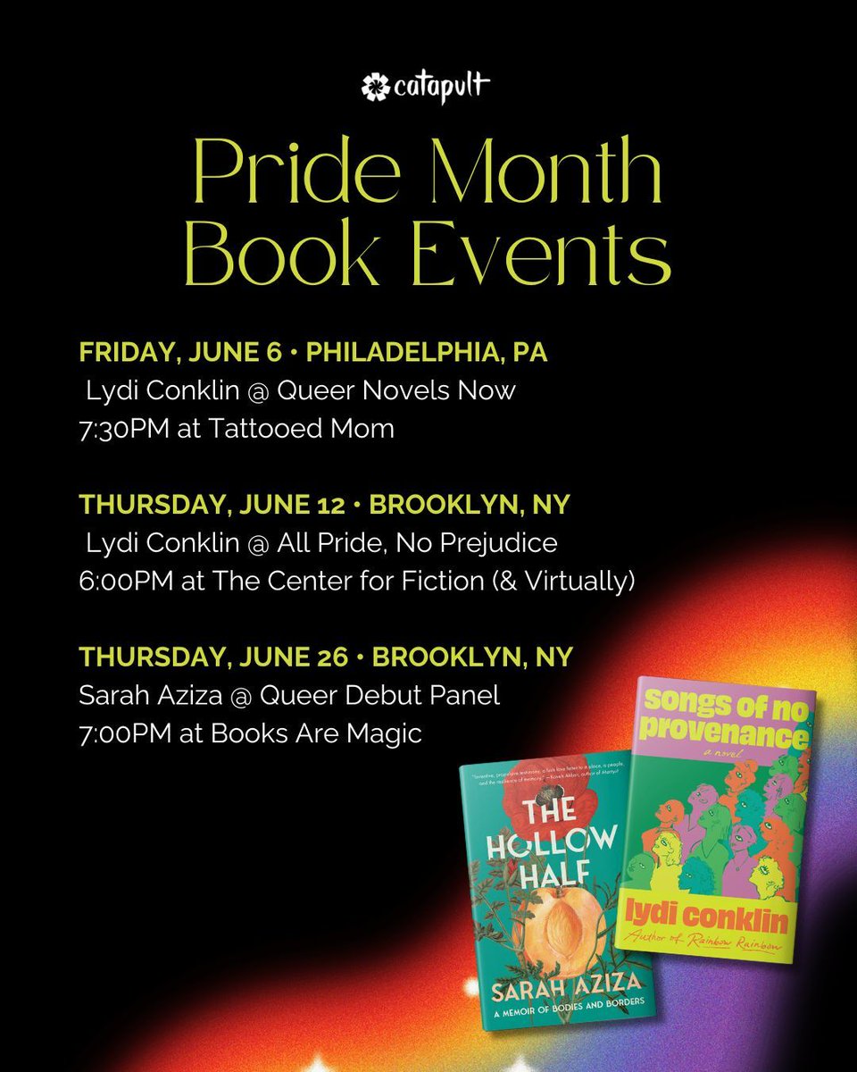 Join us for these upcoming queer book events with <a href="/LydiConklin/">Lydi Conklin</a> and Sarah Aziza! 🏳️‍🌈