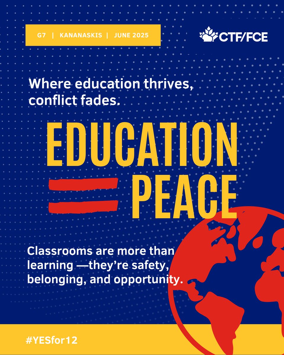 CTF/FCE (@ctffce) on Twitter photo Education promotes peace and opens up opportunities. ☮️🌟
That’s why we’re asking 🇨🇦 to lead at the G7 by championing 12 years of education for every child.
Join us in saying #YESfor12.
<a href="/CanadianPM/">Prime Minister of Canada</a> <a href="/AnitaAnandMP/">Anita Anand</a> <a href="/randeepssarai/">Randeep S. Sarai</a> Education promotes peace and opens up opportunities. ☮️🌟
That’s why we’re asking 🇨🇦 to lead at the G7 by championing 12 years of education for every child.
Join us in saying #YESfor12.
<a href="/CanadianPM/">Prime Minister of Canada</a> <a href="/AnitaAnandMP/">Anita Anand</a> <a href="/randeepssarai/">Randeep S. Sarai</a>