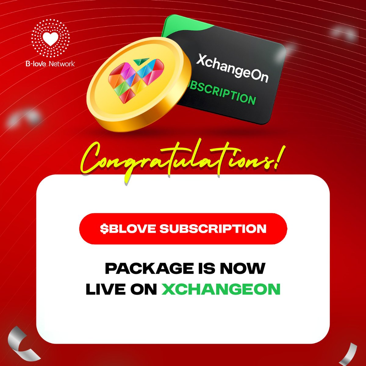 🚨 Amazing News! 🚨

The $BLOVE Subscription Package is NOW LIVE on XchangeOn!

BLove users can now buy the powerful AI Arbitrage Tradung Package on XchangeOn– the FIRST major utility for the $BLOVE community! 💥

#BLOVE #XchangeOn #BloveNetwork #BLOVECommunity