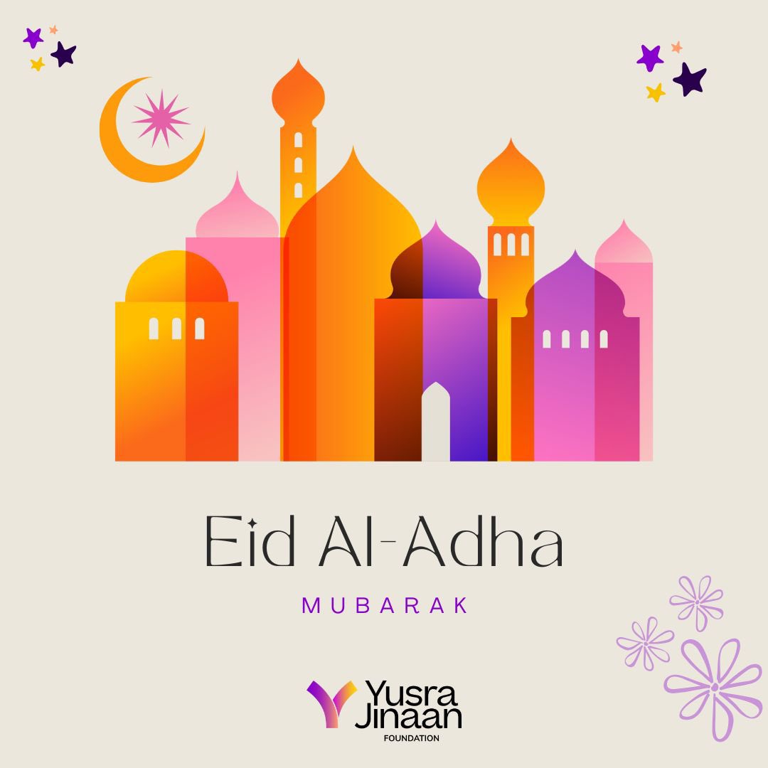 Eid Mubarak from all of us at the Yusra Jinaan Foundation! 🌙✨

We’re so grateful for your continued support, prayers, and generosity.

May this Eid bring you and your loved ones peace, joy, and endless blessings. 💛

#EidMubarak #ThankYou #Gratitude #Community