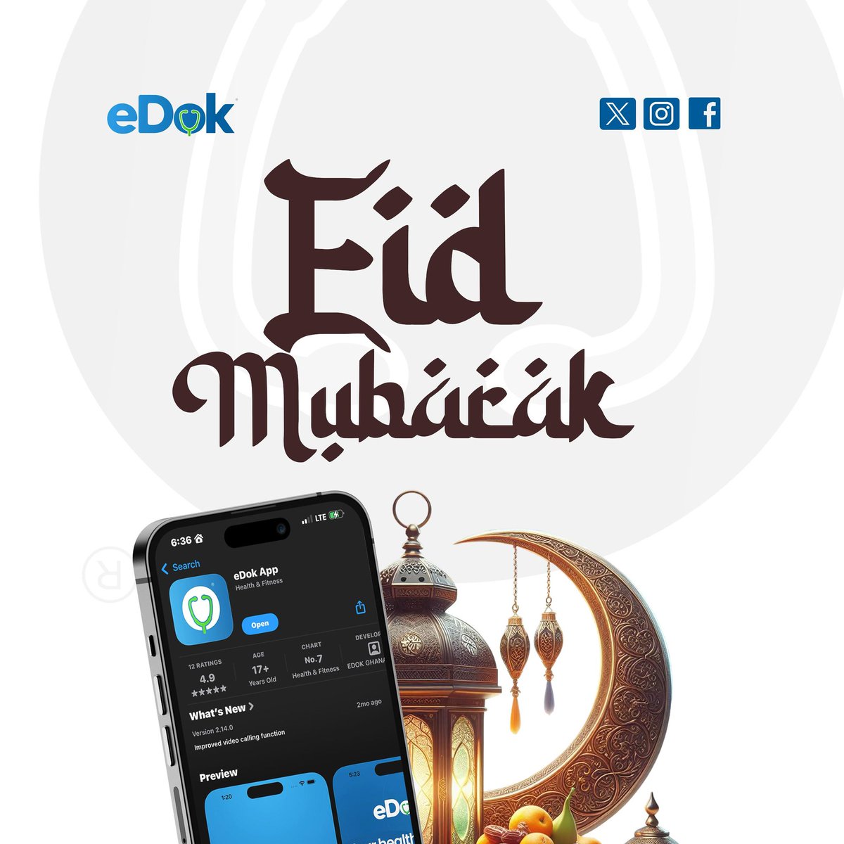 my_eDok's tweet photo. Wishing you and your loved ones a blessed Eid from our telemed family.
May the festive season bring you joy, blessings and peace🌙❤️!
#EidMubarak #eDok https://t.co/9LmO2hQ8gp