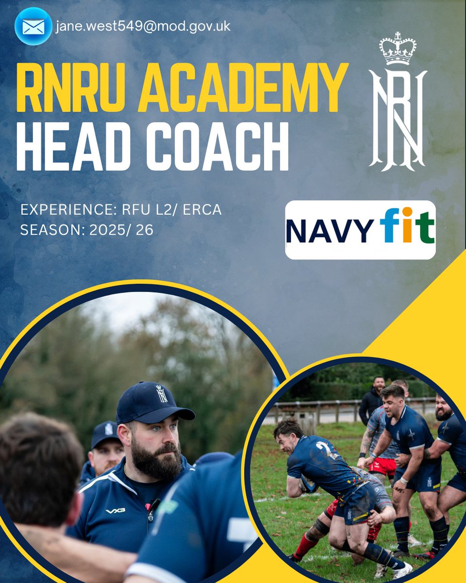 While you're wondering what to do over the weekend have a thought if you'd like to start your coaching journey.

The top level of community rugby is recruiting a new Head Coach for the 2025/ 26 season.

All the info you need is here: navyrugbyunion.co.uk/47/923/academy…

#GoNavy #NavyFit