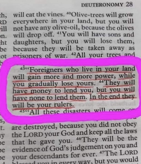 What does the Bible say about immigrants in our Land?

Deuteronomy 28:43-44 

Did YOU know this?