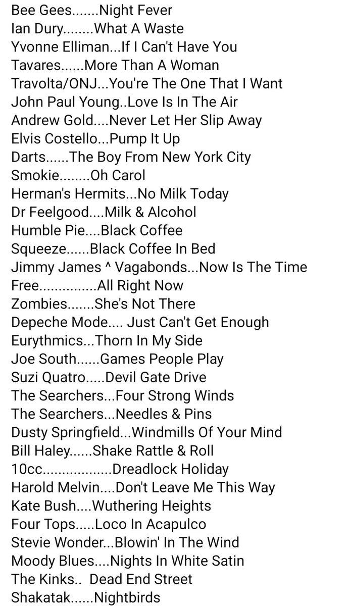 Years98fm's tweet image. Join us tonight 10pm UK time on @phoenixfm 98fm DAB (Essex/East London) and worldwide online for two hours of great tracks from1955-1989.
Click the link to listen live online
phoenixfm.com/listen-live/
Here's the playlist (click photo for full list)