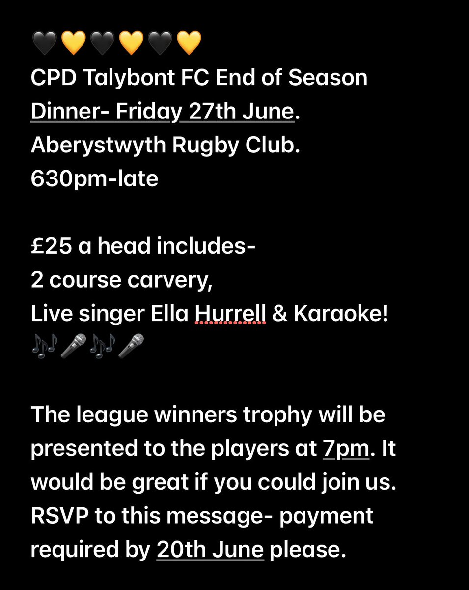 cpdtalybontfc2's tweet photo. Croeso cynnes i bawb- 
Warm welcome to everyone. 

Should be a great night 🖤🐯💛 https://t.co/QrUEPRV2LV