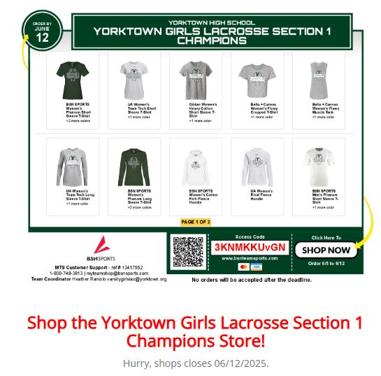 Celebrate Yorktown Girls Lacrosse latest Section 1 title in style w/ their championship store. Orders processed immediately and arrive on your doorstep in 4-7 days 🚀 <a href="/yglax/">Yorktown Girls Lacrosse</a> <a href="/YCSD_Athletics/">Robert Barrett</a>  #SectionOneChamps #Huskers bsnteamsports.com/shop/3KNMKKUvGN