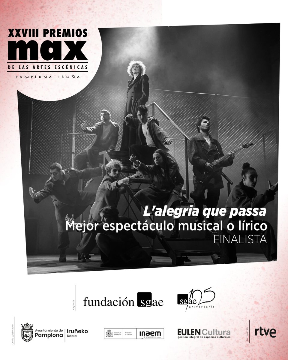 Premios Max (@premiosmax) on Twitter photo <a href="/balletnacional/">Ballet Nacional de España</a> <a href="/TEATROCLASICO/">Teatro Clásico - CNTC</a> <a href="/SGAEAAEE/">SGAE Artes Escénicas</a> <a href="/sgaeactualidad/">SGAE</a> <a href="/TeatroGayarre/">Teatro Gayarre</a> <a href="/Pamplonacultura/">Pamplona es cultura</a> <a href="/INAEM_Cultura/">INAEM</a> <a href="/GuyNader/">Guy Nader</a> <a href="/mercatflors/">Mercat de les Flors</a> <a href="/somosLaJoven/">LaJoven</a> <a href="/teatrelliure/">Teatre Lliure</a> <a href="/barcopirataorg/">Barco Pirata</a> <a href="/teatroabadia/">Teatro de La Abadía</a> <a href="/LAFAMCIATEATRE/">LA FAM Cia de Teatre</a> <a href="/ContraCancerEs/">Asociación Española Contra el Cáncer</a> <a href="/andreugallen/">Andreu Gallén</a> <a href="/dagolldagom/">Dagoll Dagom</a> <a href="/temporadaalta/">Temporada Alta</a> <a href="/CiaManuelLinan/">Manuel Liñan</a> <a href="/albertoselles11/">Alberto Sellés</a> <a href="/JuanTomas__dlm/">Juan Tomás de la Molia</a> 🏆 Finalistas a Mejor espectáculo musical o lírico | XVIII Premios Max – Pamplona - Iruña 🍎
🍎 'Ànima' – Teatre Nacional de Catalunya
🍎 'Farra' – Cía. Lucas Escobedo y CNTC – INAEM
🍎 'L’alegria que passa' – Dagoll Dagom <a href="/balletnacional/">Ballet Nacional de España</a> <a href="/TEATROCLASICO/">Teatro Clásico - CNTC</a> <a href="/SGAEAAEE/">SGAE Artes Escénicas</a> <a href="/sgaeactualidad/">SGAE</a> <a href="/TeatroGayarre/">Teatro Gayarre</a> <a href="/Pamplonacultura/">Pamplona es cultura</a> <a href="/INAEM_Cultura/">INAEM</a> <a href="/GuyNader/">Guy Nader</a> <a href="/mercatflors/">Mercat de les Flors</a> <a href="/somosLaJoven/">LaJoven</a> <a href="/teatrelliure/">Teatre Lliure</a> <a href="/barcopirataorg/">Barco Pirata</a> <a href="/teatroabadia/">Teatro de La Abadía</a> <a href="/LAFAMCIATEATRE/">LA FAM Cia de Teatre</a> <a href="/ContraCancerEs/">Asociación Española Contra el Cáncer</a> <a href="/andreugallen/">Andreu Gallén</a> <a href="/dagolldagom/">Dagoll Dagom</a> <a href="/temporadaalta/">Temporada Alta</a> <a href="/CiaManuelLinan/">Manuel Liñan</a> <a href="/albertoselles11/">Alberto Sellés</a> <a href="/JuanTomas__dlm/">Juan Tomás de la Molia</a> 🏆 Finalistas a Mejor espectáculo musical o lírico | XVIII Premios Max – Pamplona - Iruña 🍎
🍎 'Ànima' – Teatre Nacional de Catalunya
🍎 'Farra' – Cía. Lucas Escobedo y CNTC – INAEM
🍎 'L’alegria que passa' – Dagoll Dagom
