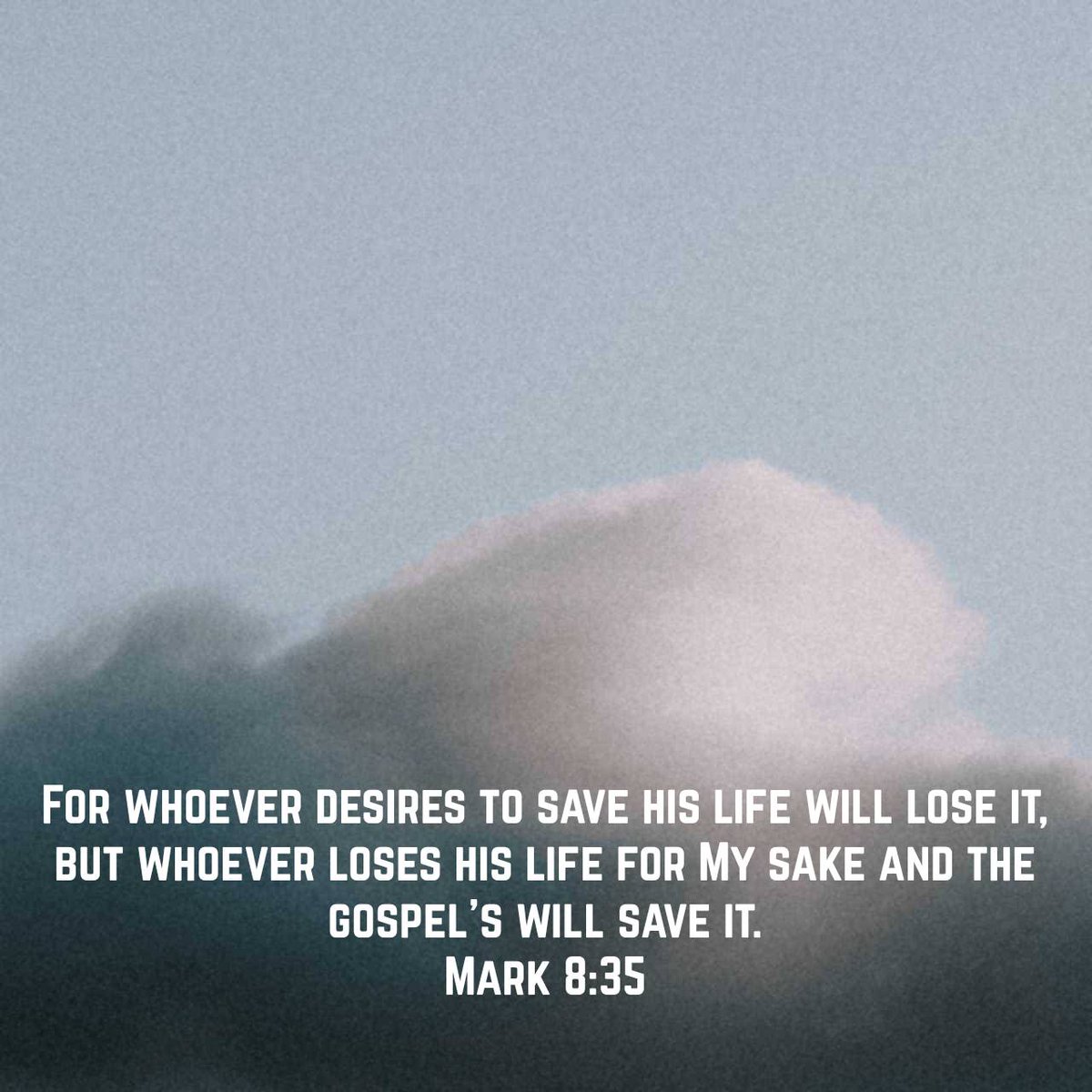 Mark 8:35 
For whoever desires to save his life will lose it, but whoever loses his life for My sake and the gospel’s will save it.  

bible.com/bible/114/mrk.…